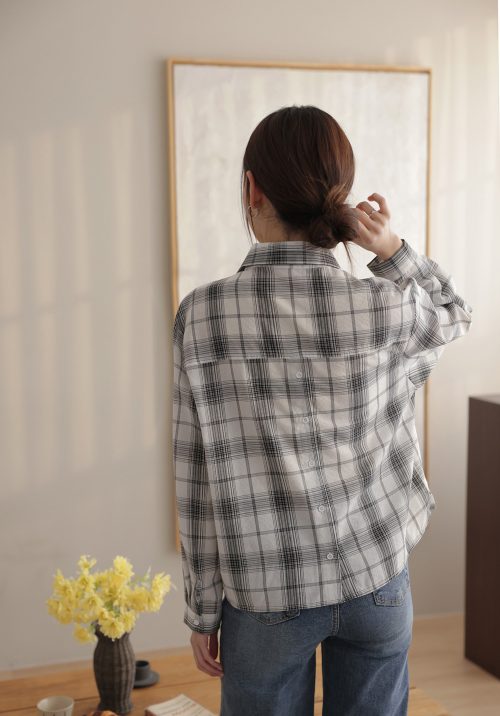 小蕾絲細節格紋襯衫,KOREA,359670,小蕾絲細節格紋襯衫,領500,999免運