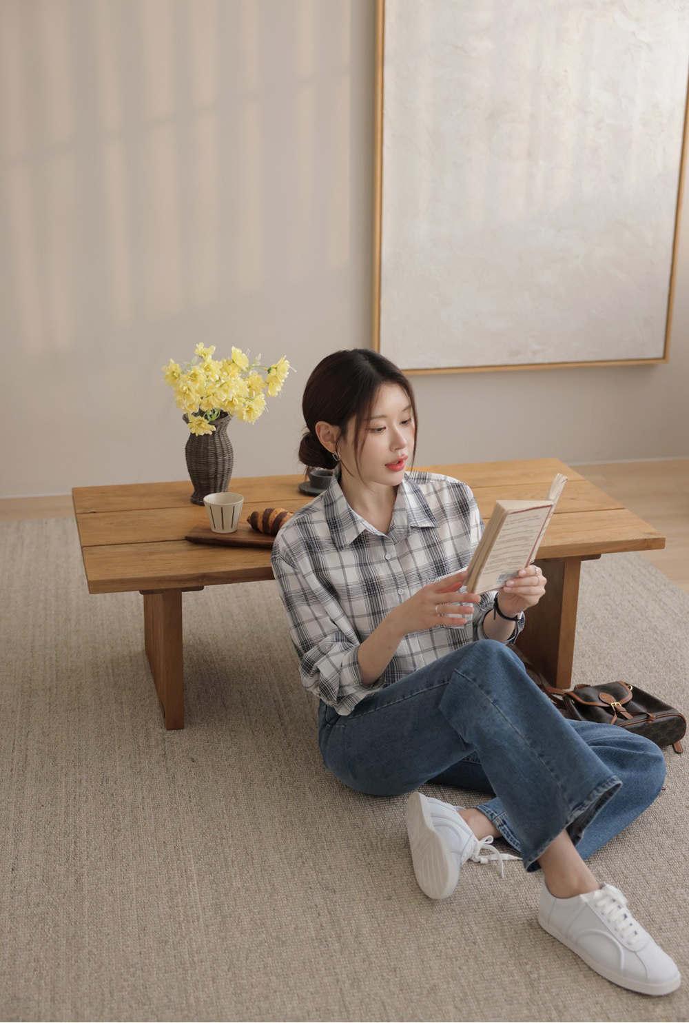 小蕾絲細節格紋襯衫,KOREA,359670,小蕾絲細節格紋襯衫,領500,999免運