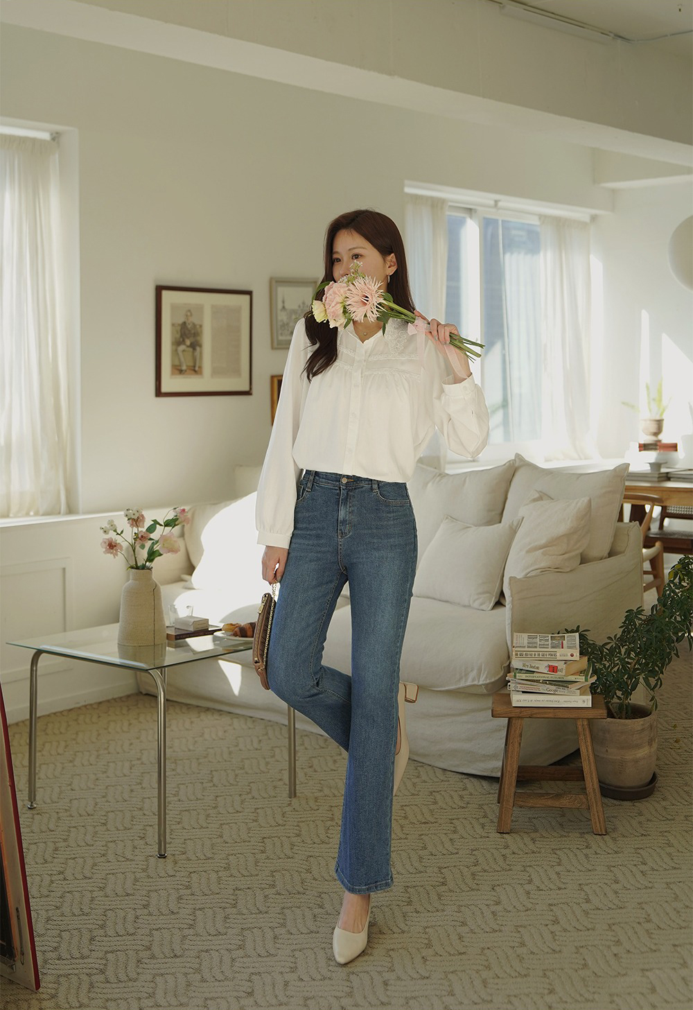 精緻刺繡蕾絲領襯衫,KOREA,359672,精緻刺繡蕾絲領襯衫,領500,999免運