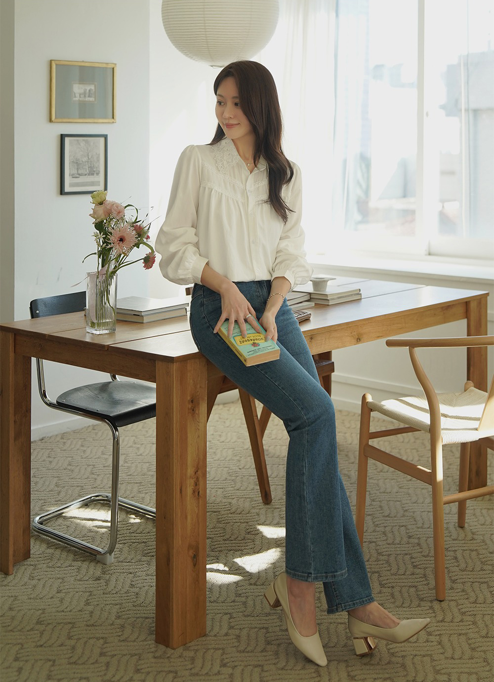 精緻刺繡蕾絲領襯衫,KOREA,359672,精緻刺繡蕾絲領襯衫,領500,999免運