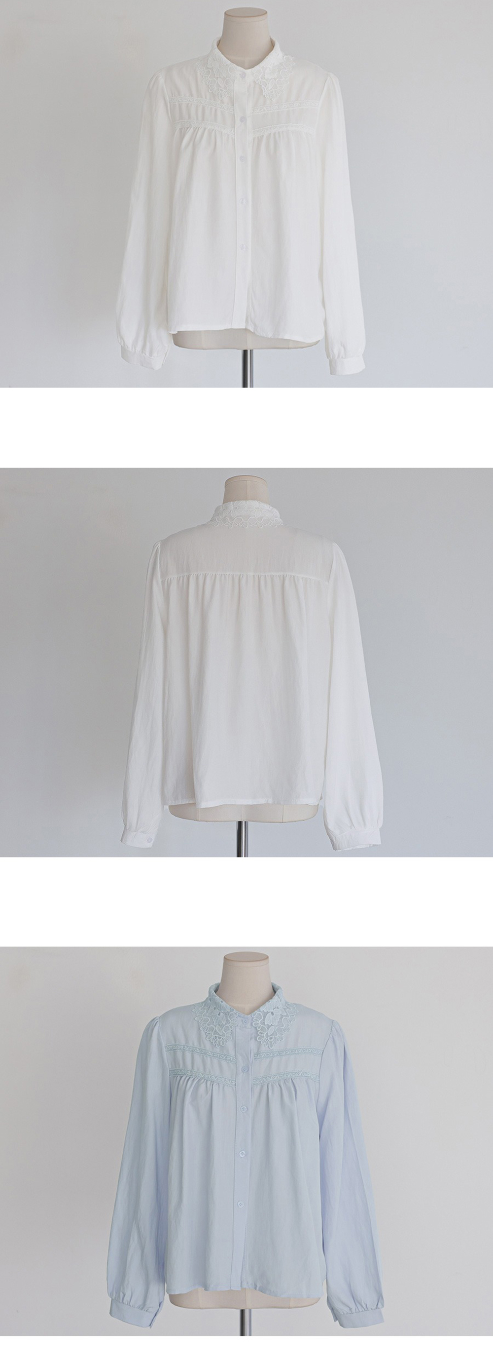 精緻刺繡蕾絲領襯衫,KOREA,359672,精緻刺繡蕾絲領襯衫,領500,999免運