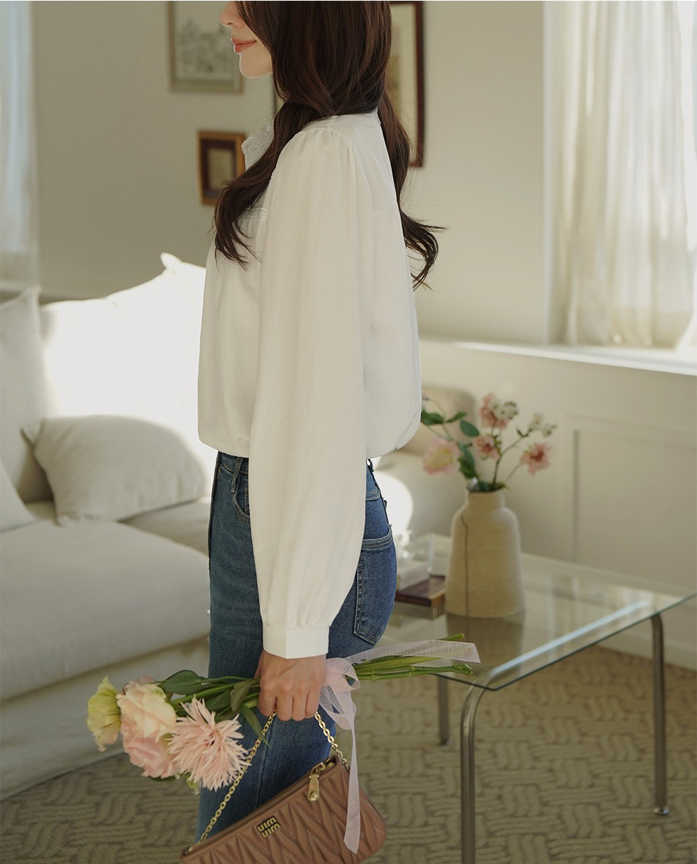 精緻刺繡蕾絲領襯衫,KOREA,359672,精緻刺繡蕾絲領襯衫,領500,999免運