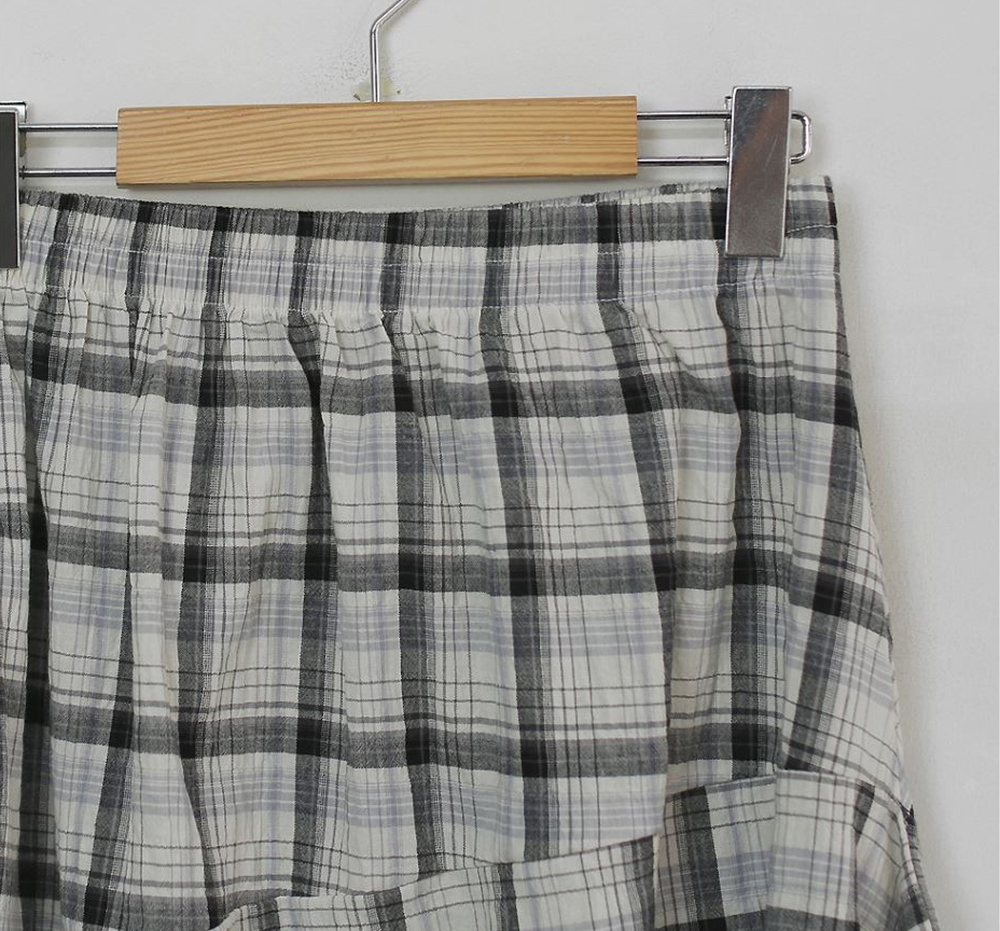 鬆緊腰不規則格紋長裙,KOREA,359843,鬆緊腰不規則格紋長裙,領500,999免運