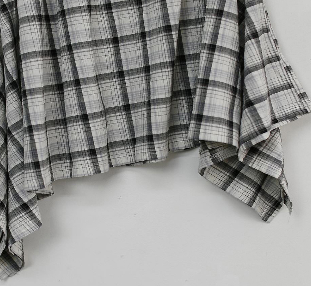 鬆緊腰不規則格紋長裙,KOREA,359843,鬆緊腰不規則格紋長裙,領500,999免運