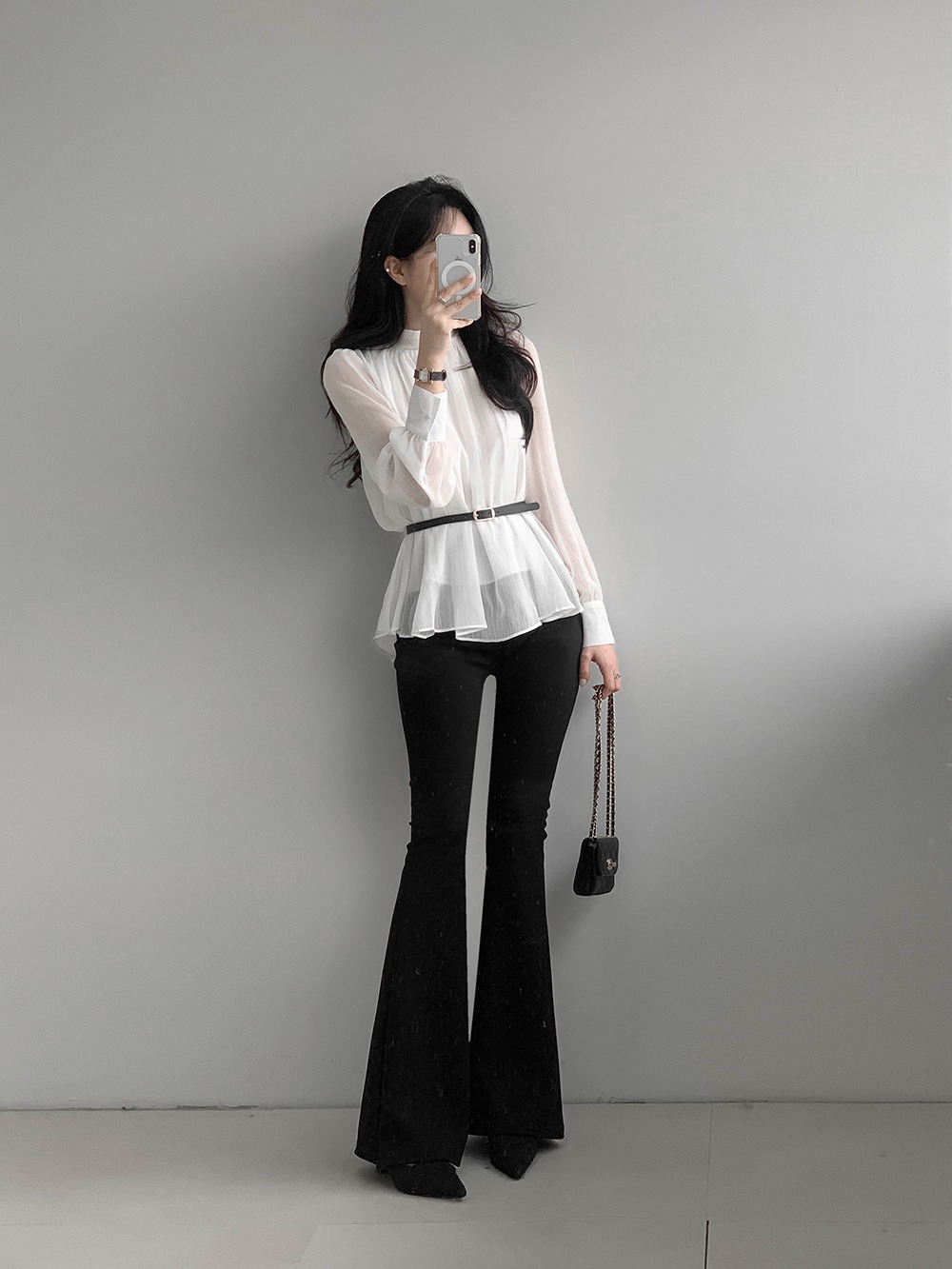 優雅立領綁帶雪紡襯衫,KOREA,359994,優雅立領綁帶雪紡襯衫,領500,999免運