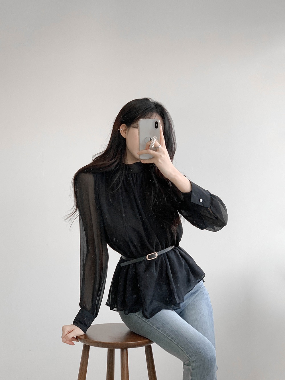 優雅立領綁帶雪紡襯衫,KOREA,359994,優雅立領綁帶雪紡襯衫,領500,999免運