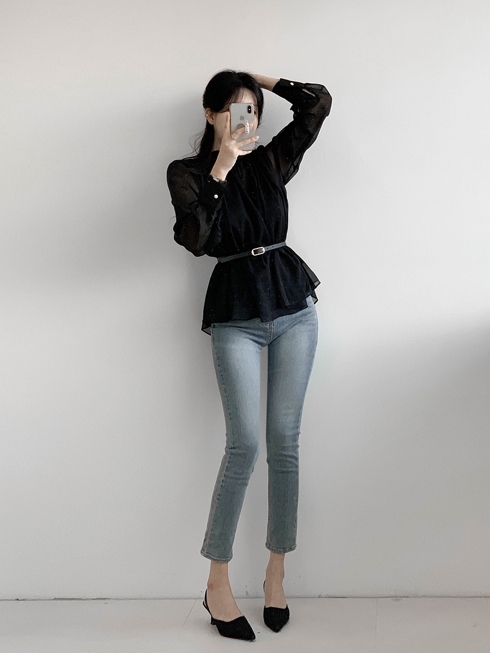 優雅立領綁帶雪紡襯衫,KOREA,359994,優雅立領綁帶雪紡襯衫,領500,999免運