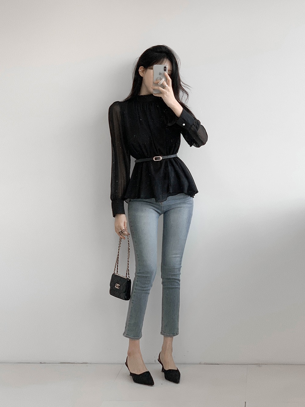 優雅立領綁帶雪紡襯衫,KOREA,359994,優雅立領綁帶雪紡襯衫,領500,999免運