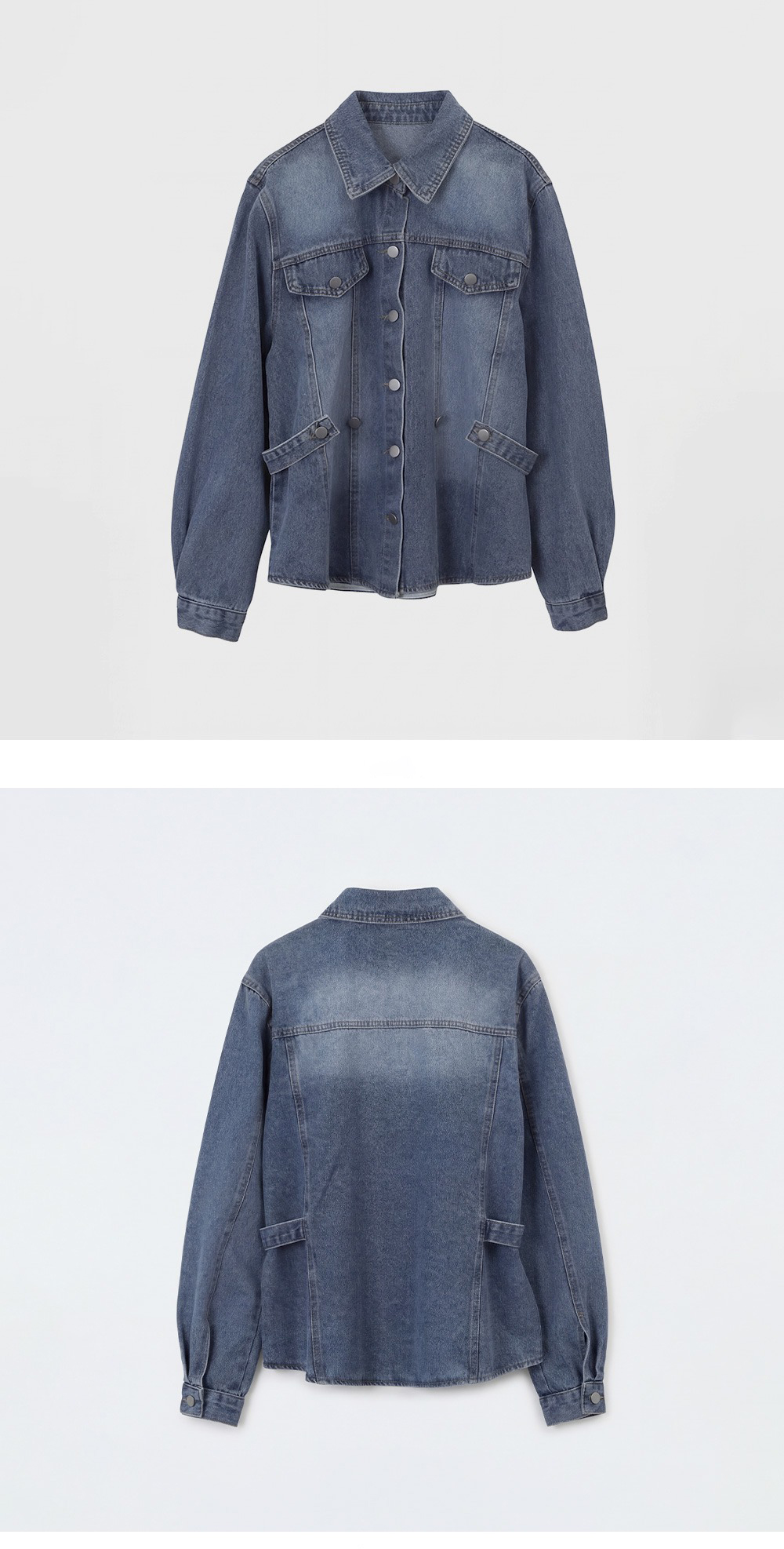 腰部扣環設計牛仔外套,KOREA,360002,腰部扣環設計牛仔外套,領500,999免運