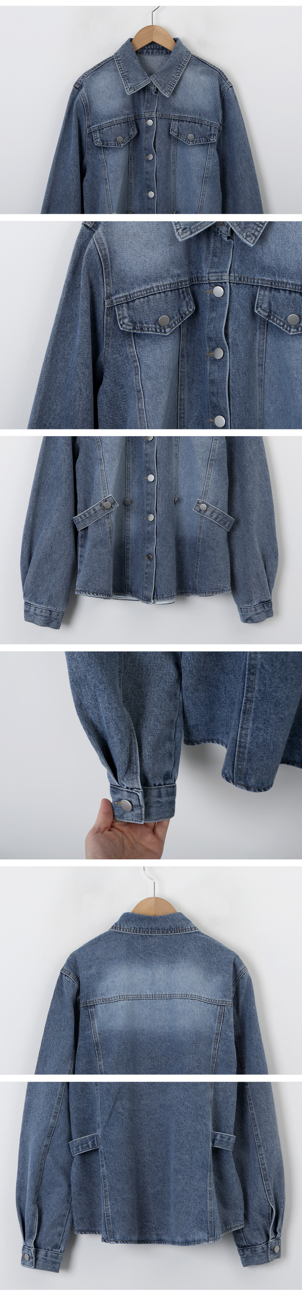 腰部扣環設計牛仔外套,KOREA,360002,腰部扣環設計牛仔外套,領500,999免運