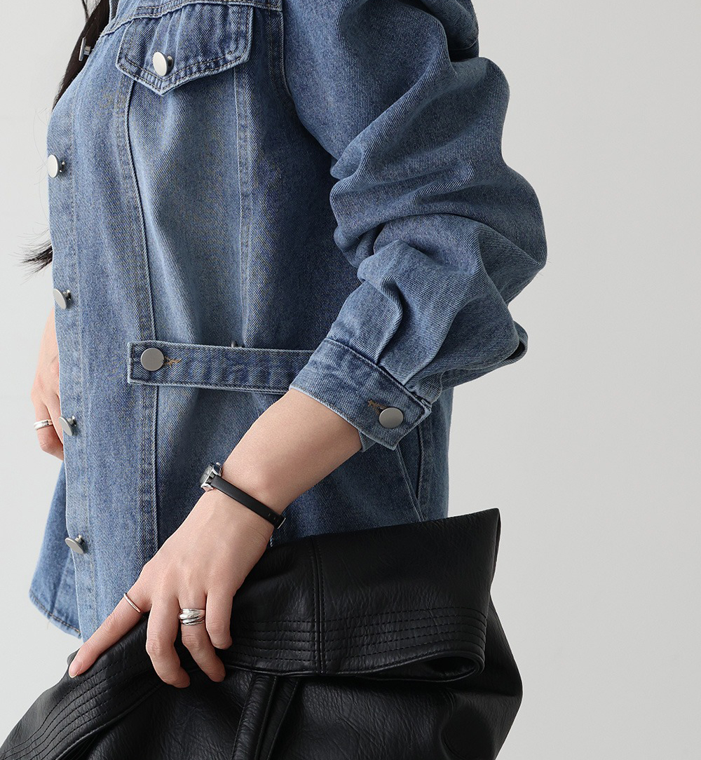 腰部扣環設計牛仔外套,KOREA,360002,腰部扣環設計牛仔外套,領500,999免運