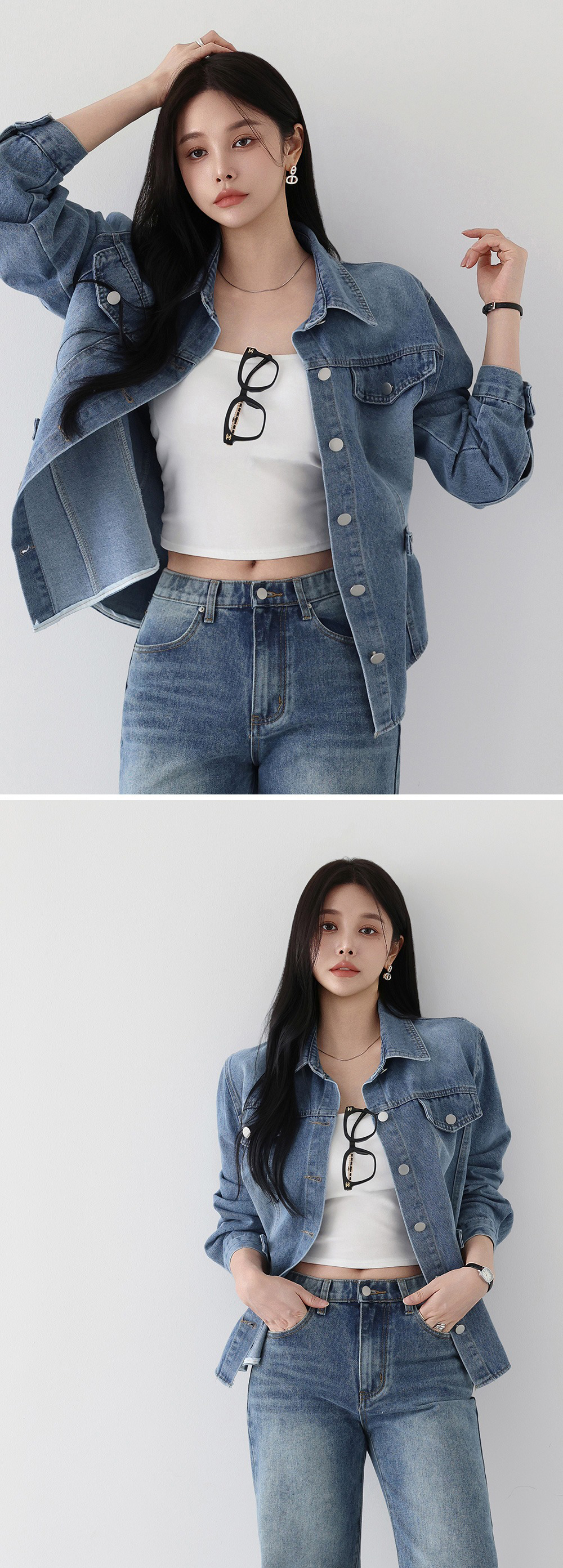 腰部扣環設計牛仔外套,KOREA,360002,腰部扣環設計牛仔外套,領500,999免運