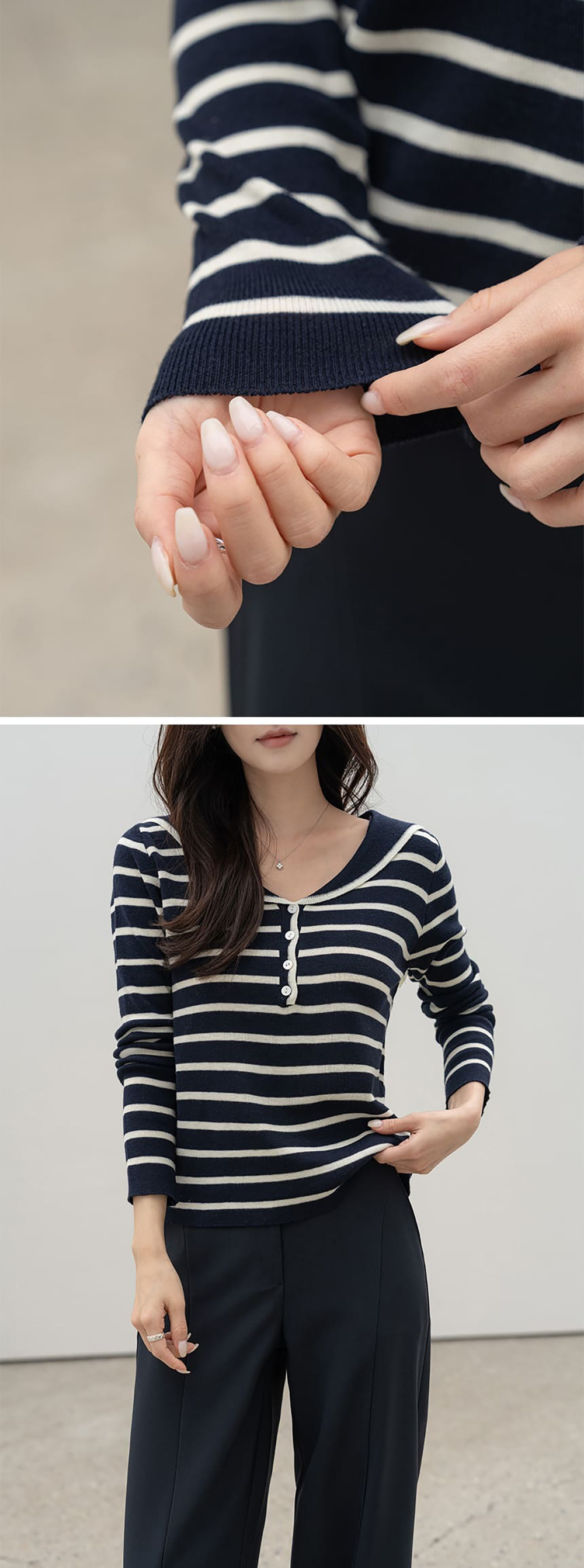 水手領條紋針織上衣,KOREA,360016,水手領條紋針織上衣,領500,999免運