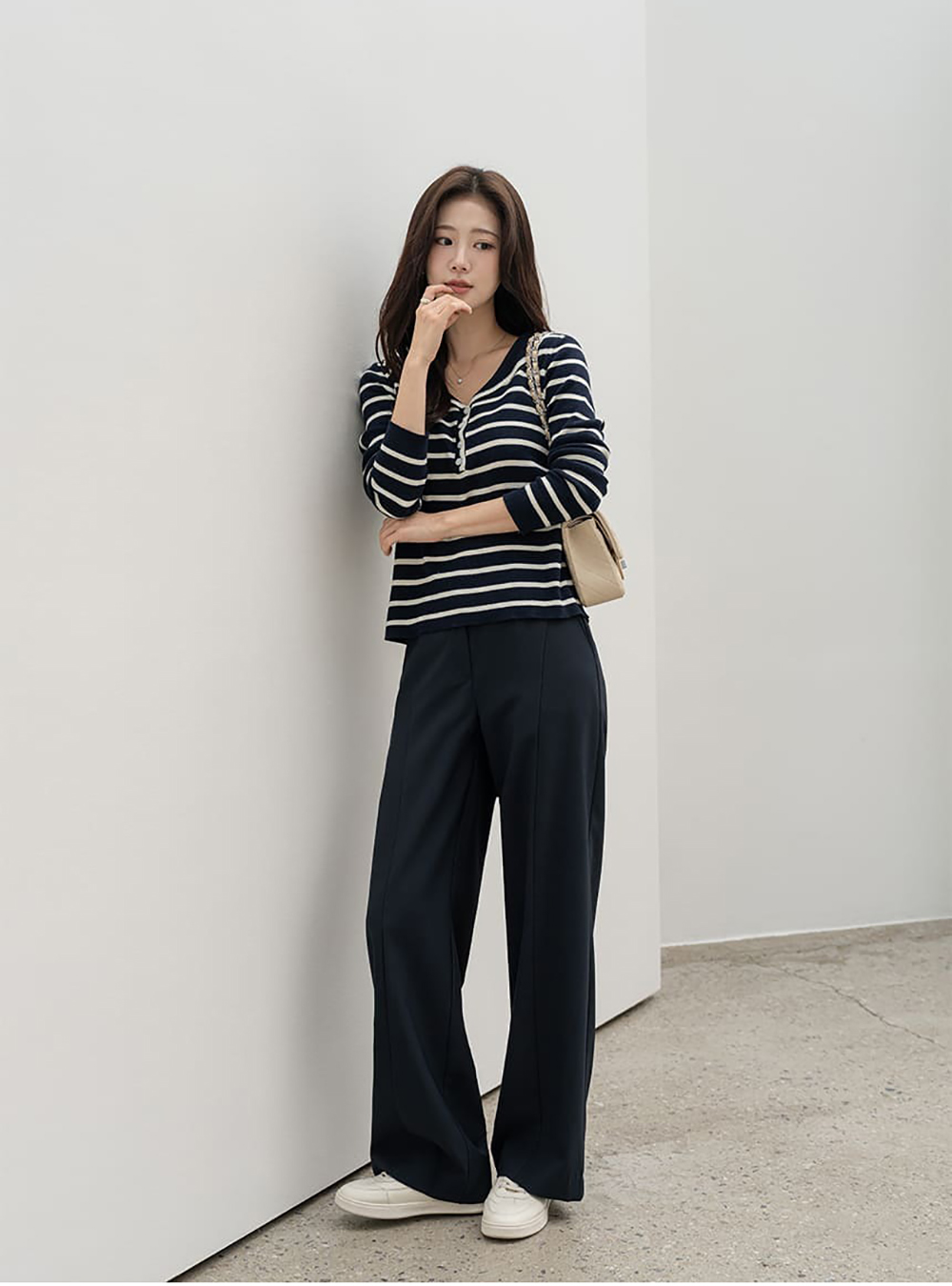 水手領條紋針織上衣,KOREA,360016,水手領條紋針織上衣,領500,999免運