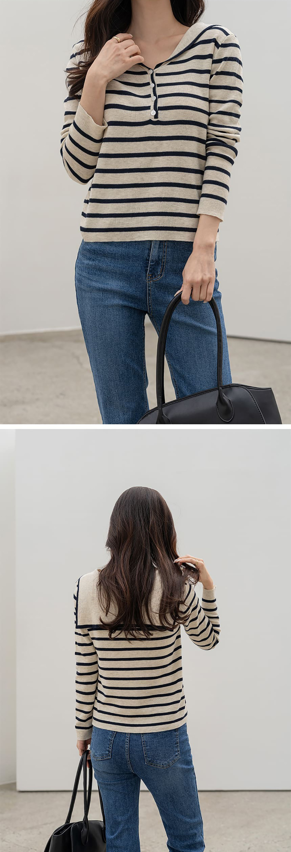 水手領條紋針織上衣,KOREA,360016,水手領條紋針織上衣,領500,999免運