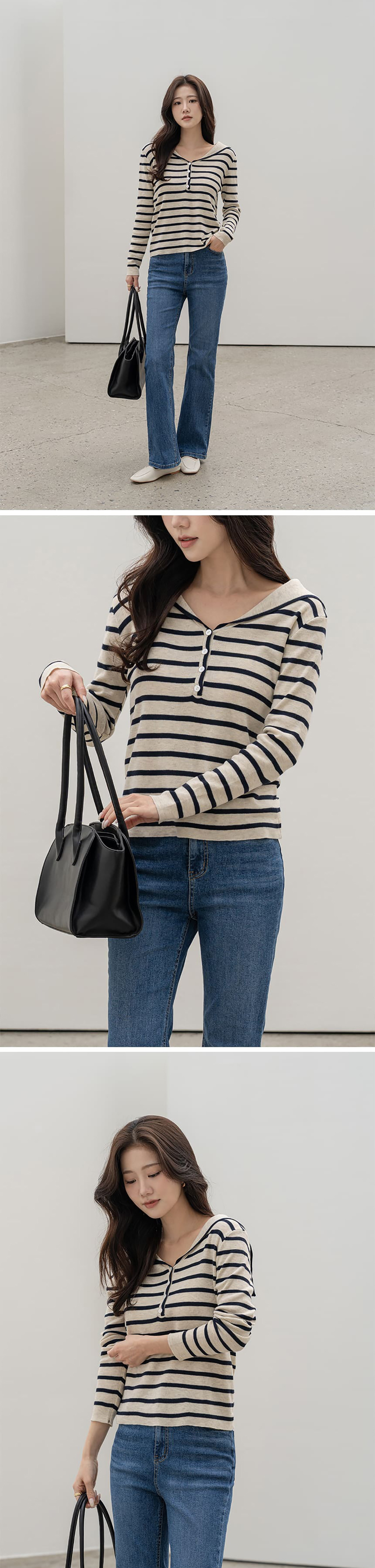 水手領條紋針織上衣,KOREA,360016,水手領條紋針織上衣,領500,999免運