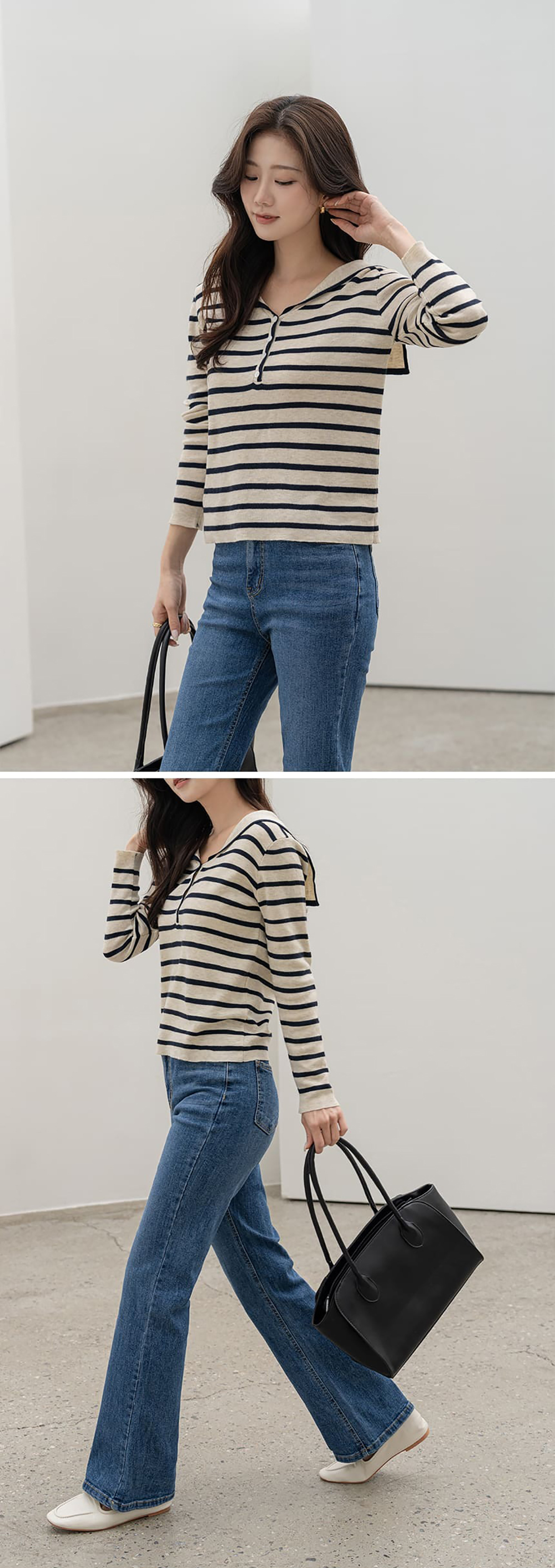 水手領條紋針織上衣,KOREA,360016,水手領條紋針織上衣,領500,999免運