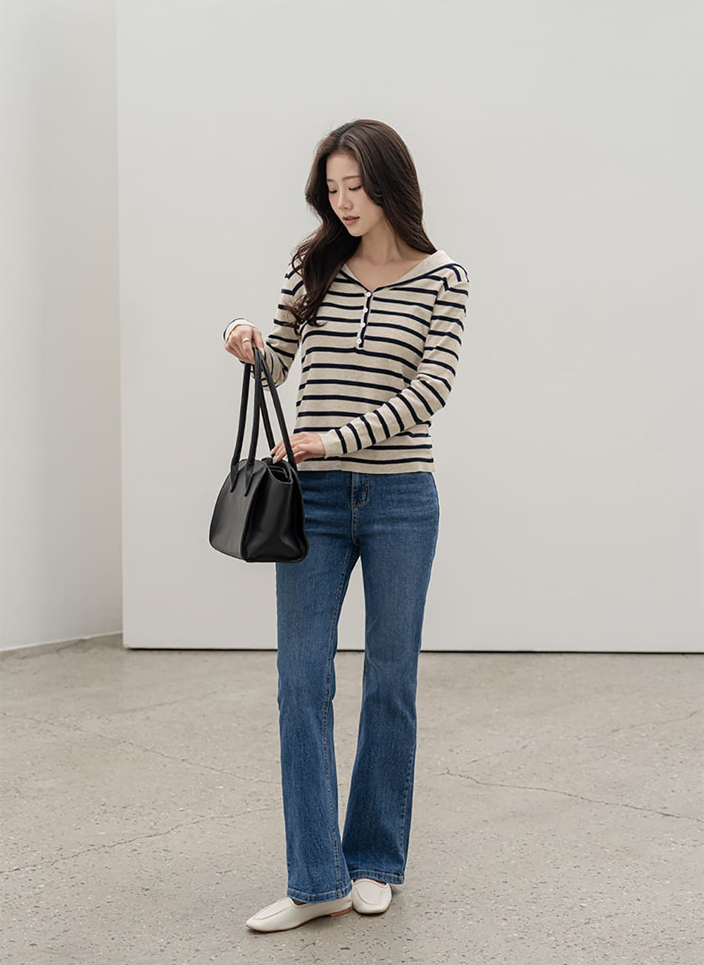 水手領條紋針織上衣,KOREA,360016,水手領條紋針織上衣,領500,999免運