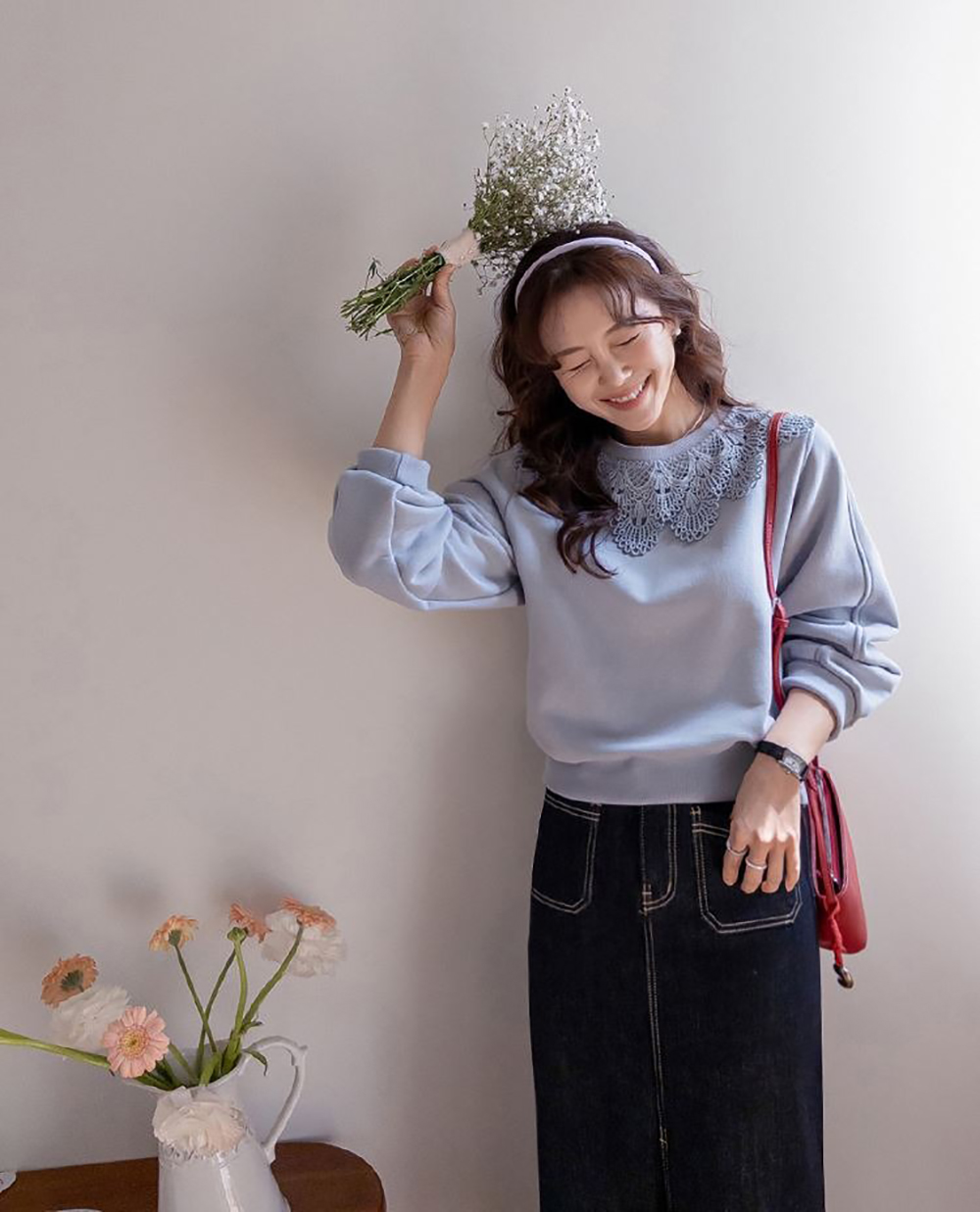 浪漫蕾絲花邊領上衣,KOREA,360044,浪漫蕾絲花邊領上衣,領500,999免運