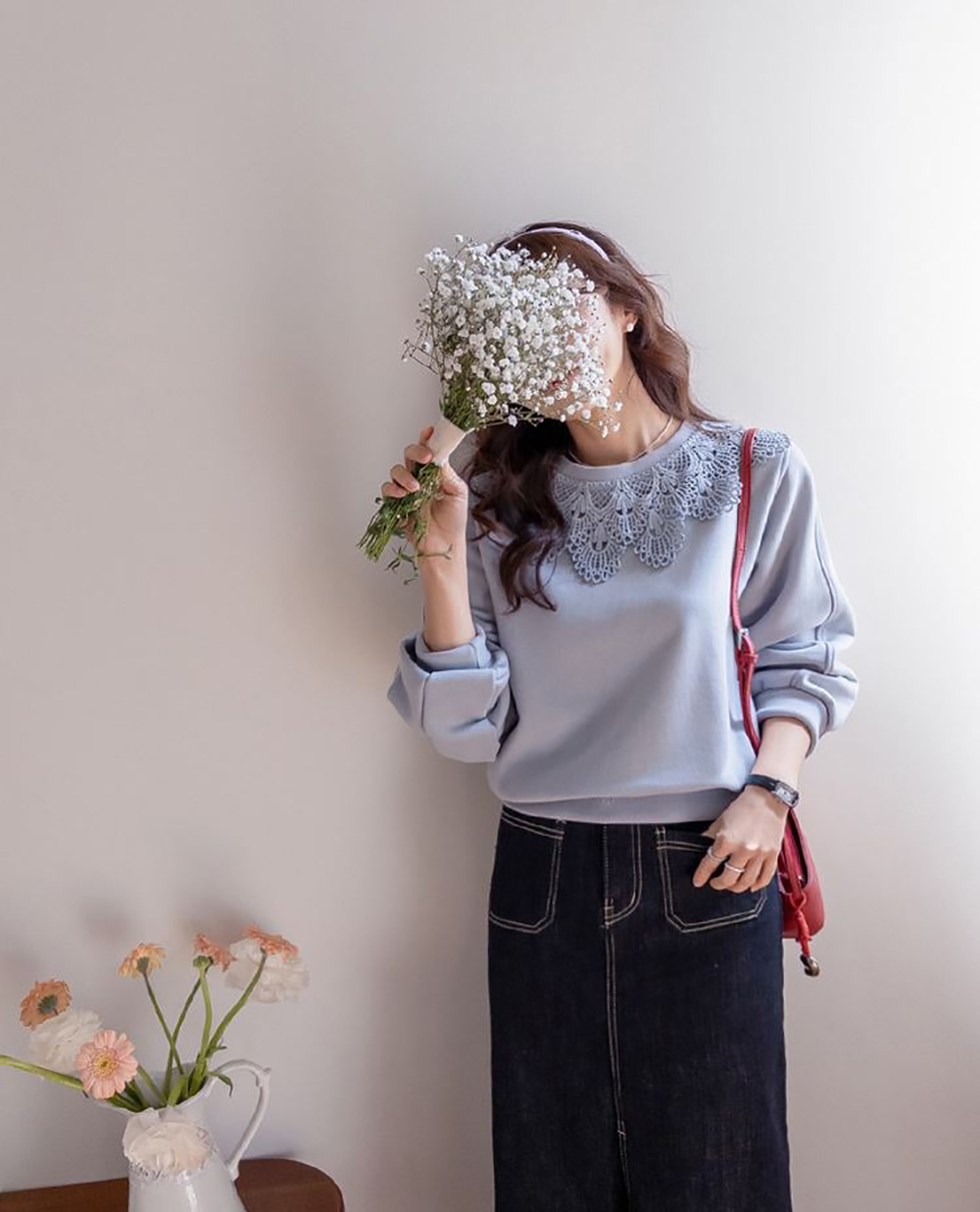 浪漫蕾絲花邊領上衣,KOREA,360044,浪漫蕾絲花邊領上衣,領500,999免運