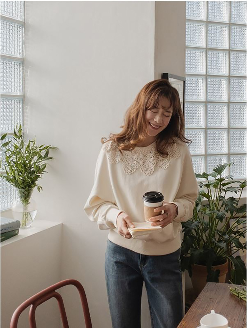 浪漫蕾絲花邊領上衣,KOREA,360044,浪漫蕾絲花邊領上衣,領500,999免運