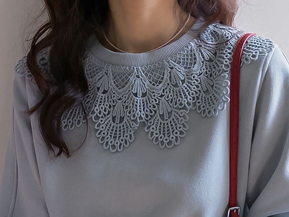 浪漫蕾絲花邊領上衣,KOREA,360044,浪漫蕾絲花邊領上衣,領500,999免運