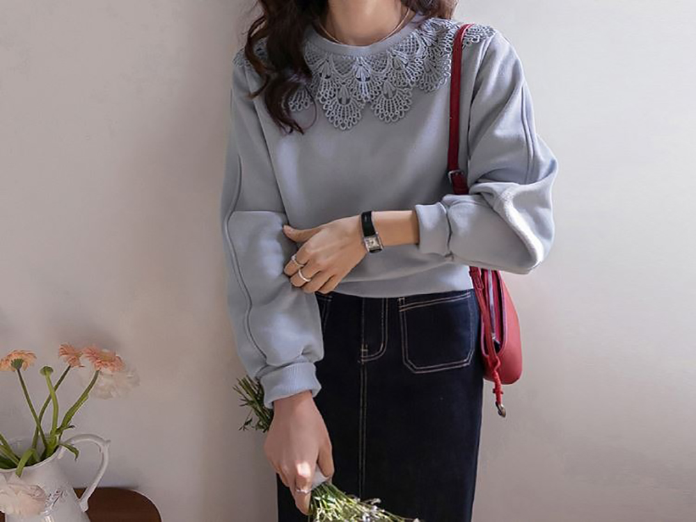 浪漫蕾絲花邊領上衣,KOREA,360044,浪漫蕾絲花邊領上衣,領500,999免運