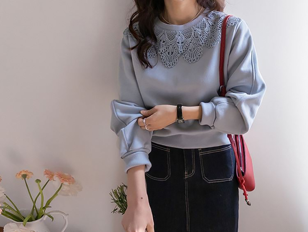 浪漫蕾絲花邊領上衣,KOREA,360044,浪漫蕾絲花邊領上衣,領500,999免運