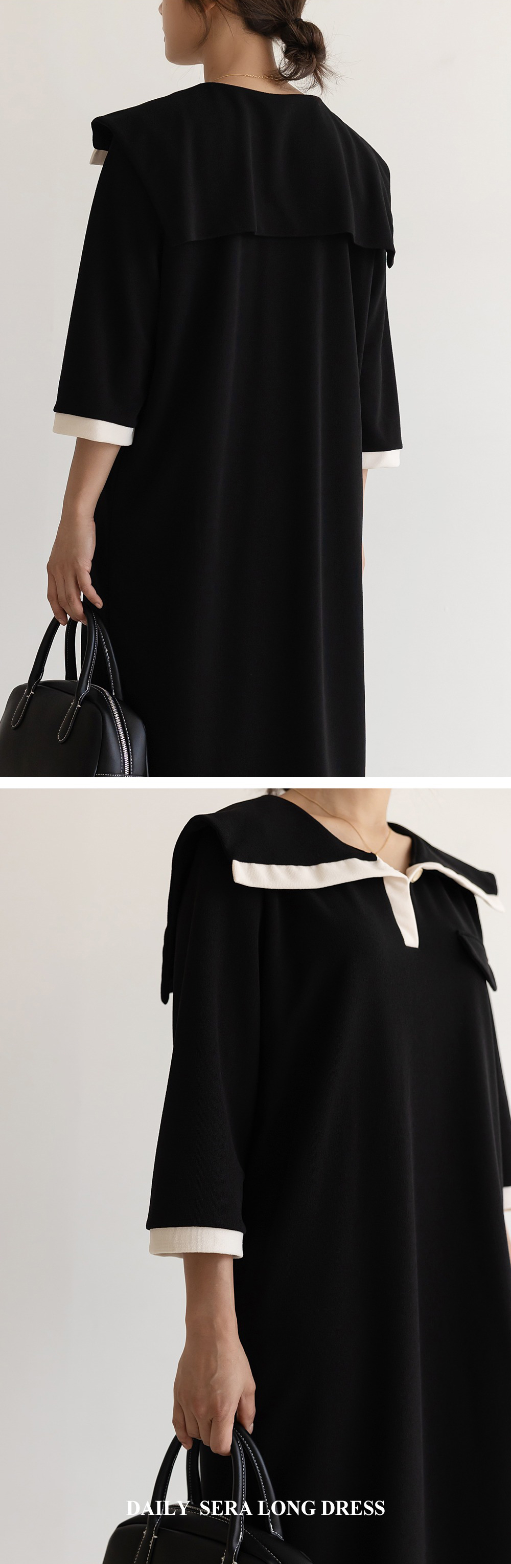 水手領撞色寬版洋裝,背心,KOREA,360081,水手領撞色寬版洋裝,999免運