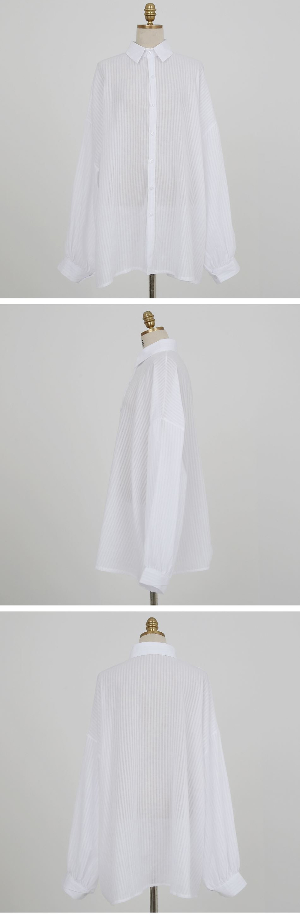 微透寬鬆條紋長袖襯衫,KOREA,360911,微透寬鬆條紋長袖襯衫,領500,999免運