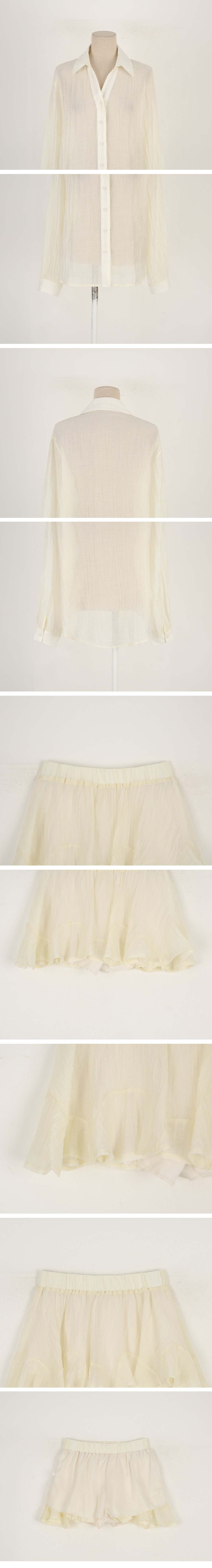 微透雪紡襯衫短裙套裝,KOREA,360912,微透雪紡襯衫短裙套裝,領500,999免運