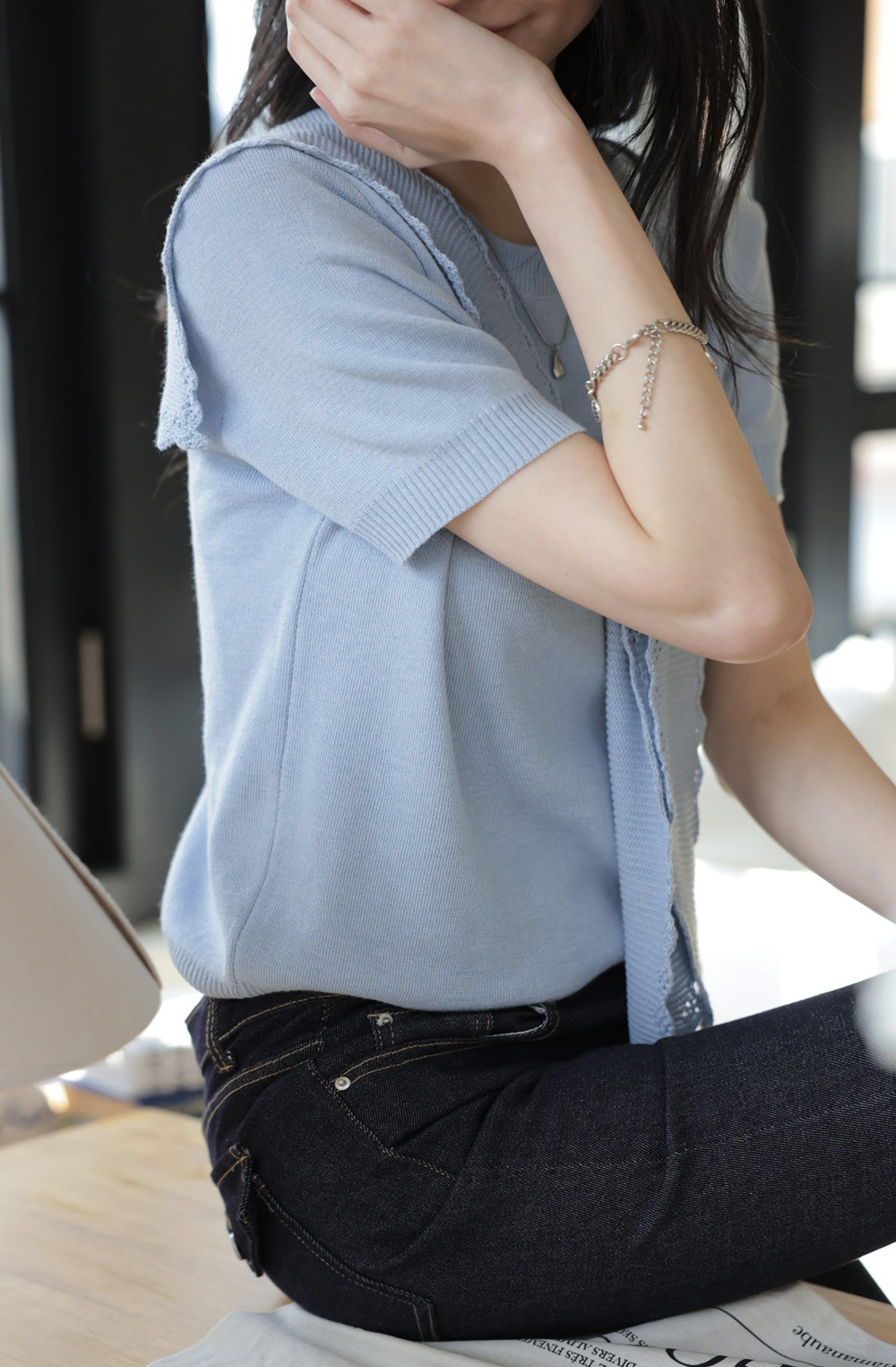 鏤空設計披肩針織上衣,KOREA,360915,鏤空設計披肩針織上衣,周新品優惠,NEWARRIVAL