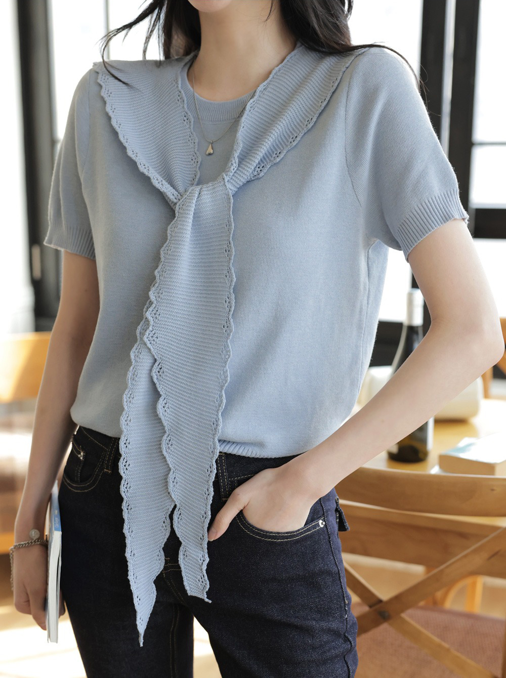 鏤空設計披肩針織上衣,KOREA,360915,鏤空設計披肩針織上衣,周新品優惠,NEWARRIVAL
