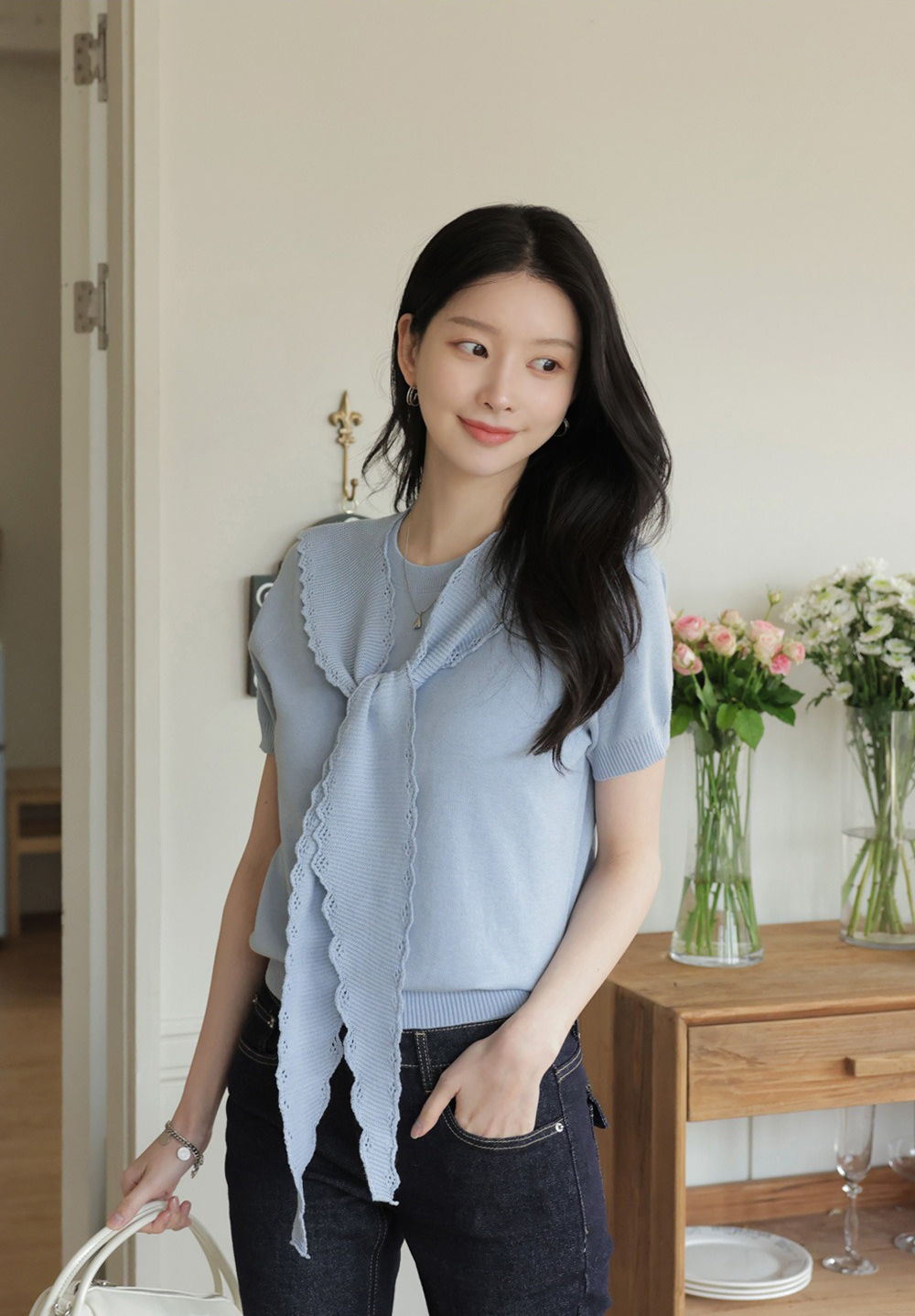 鏤空設計披肩針織上衣,KOREA,360915,鏤空設計披肩針織上衣,周新品優惠,NEWARRIVAL