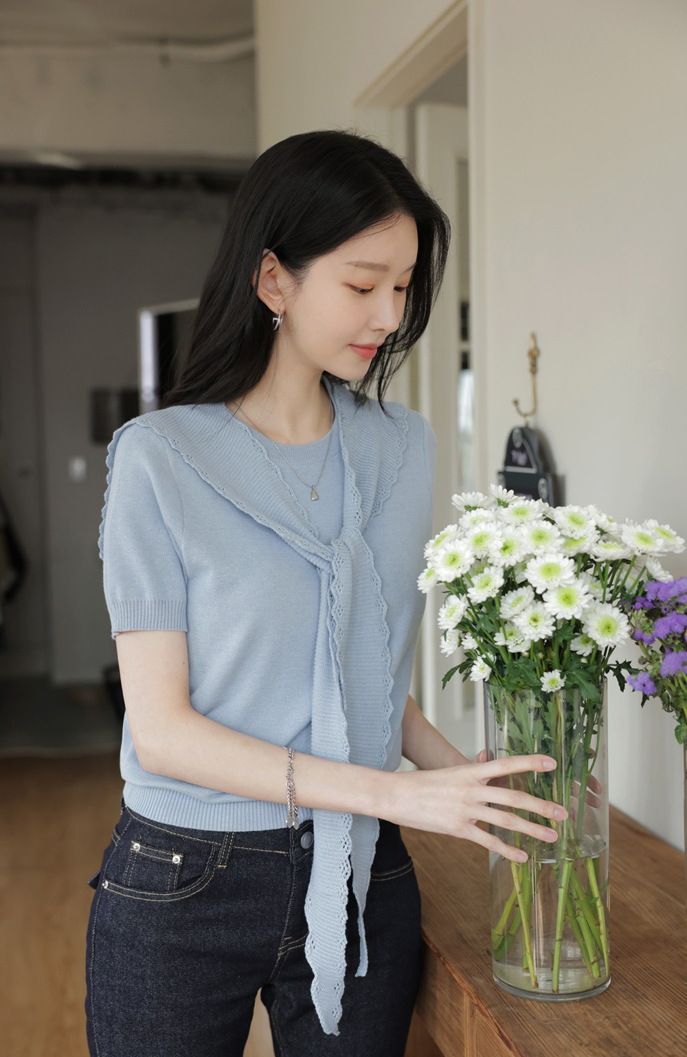 鏤空設計披肩針織上衣,KOREA,360915,鏤空設計披肩針織上衣,周新品優惠,NEWARRIVAL