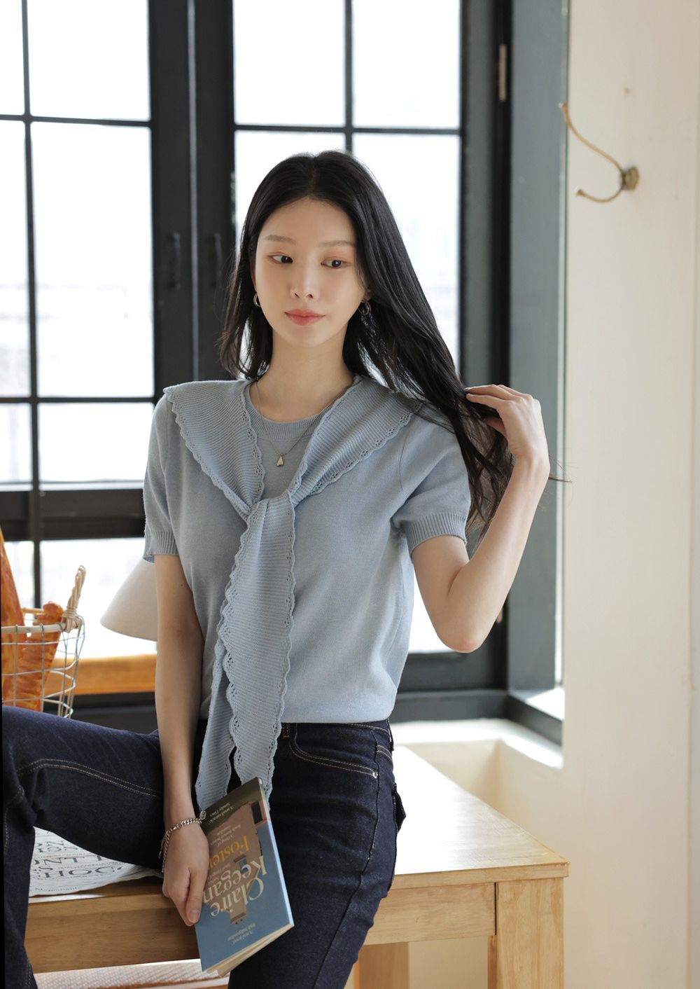 鏤空設計披肩針織上衣,KOREA,360915,鏤空設計披肩針織上衣,周新品優惠,NEWARRIVAL