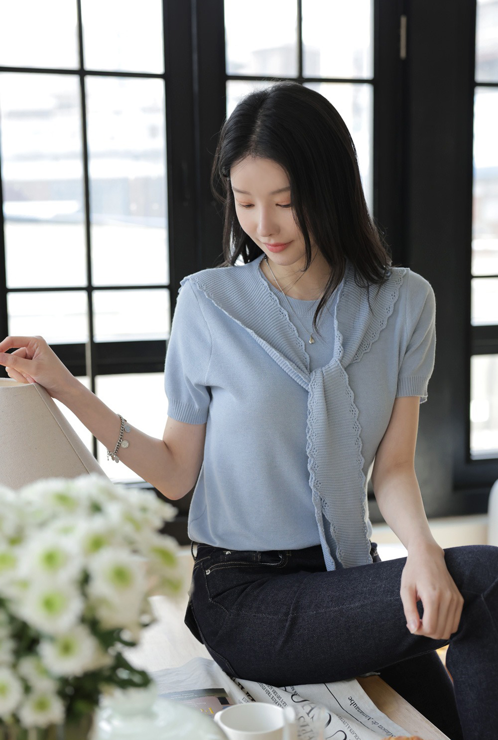 鏤空設計披肩針織上衣,KOREA,360915,鏤空設計披肩針織上衣,周新品優惠,NEWARRIVAL