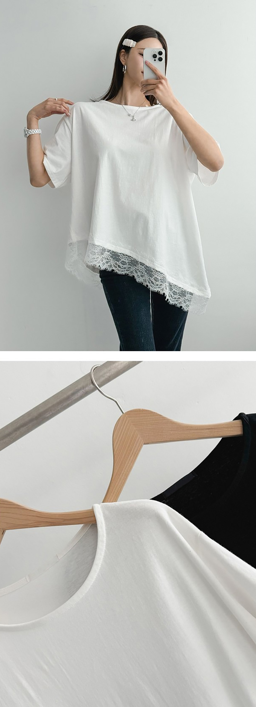 不對稱蕾絲拼接上衣,KOREA,359624,不對稱蕾絲拼接上衣,領500,999免運