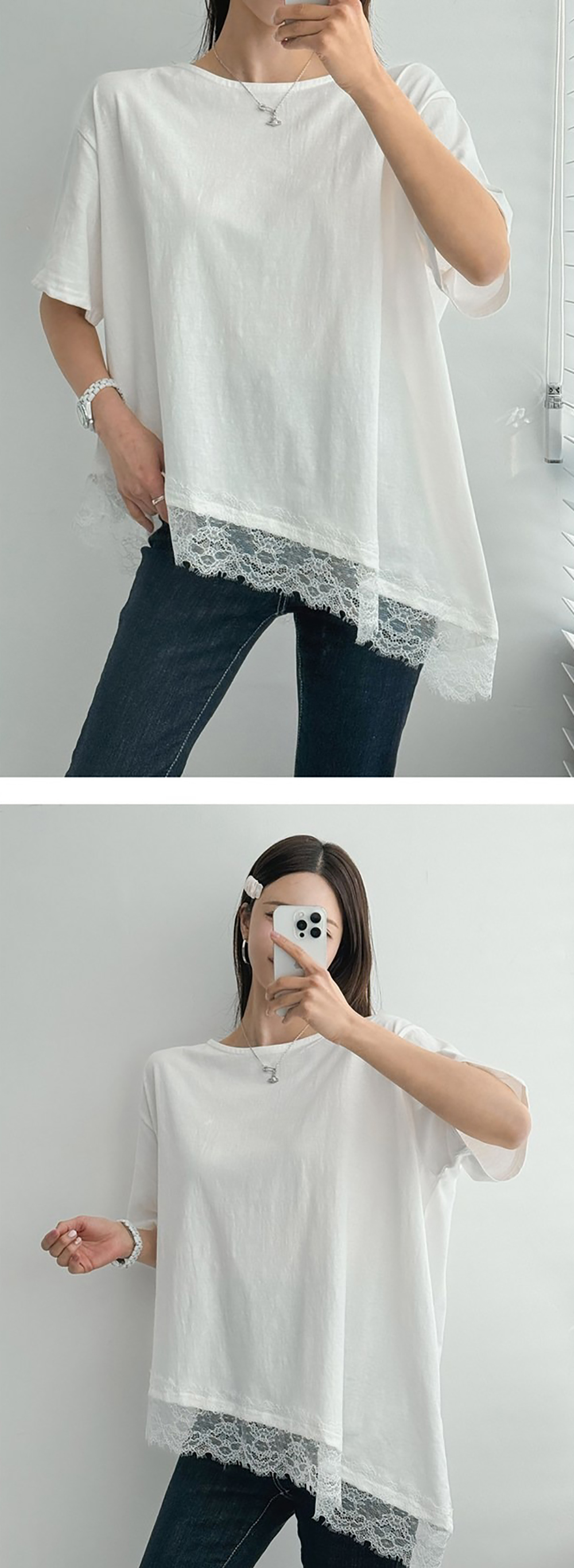 不對稱蕾絲拼接上衣,KOREA,359624,不對稱蕾絲拼接上衣,領500,999免運