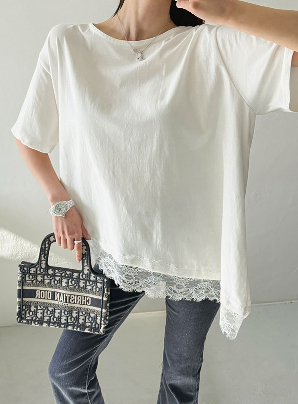 不對稱蕾絲拼接上衣,KOREA,359624,不對稱蕾絲拼接上衣,領500,999免運