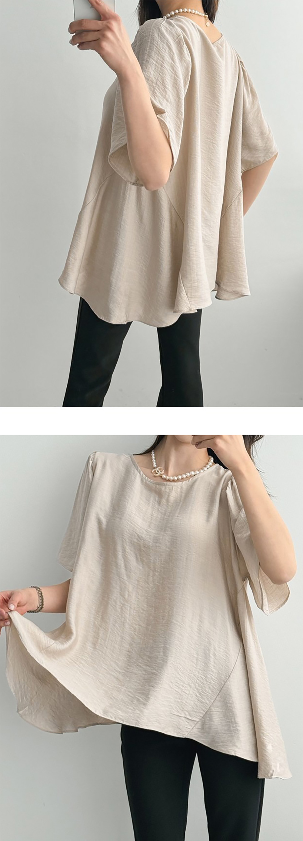 休閒純色寬鬆圓領上衣,KOREA,359626,休閒純色寬鬆圓領上衣,領500,999免運