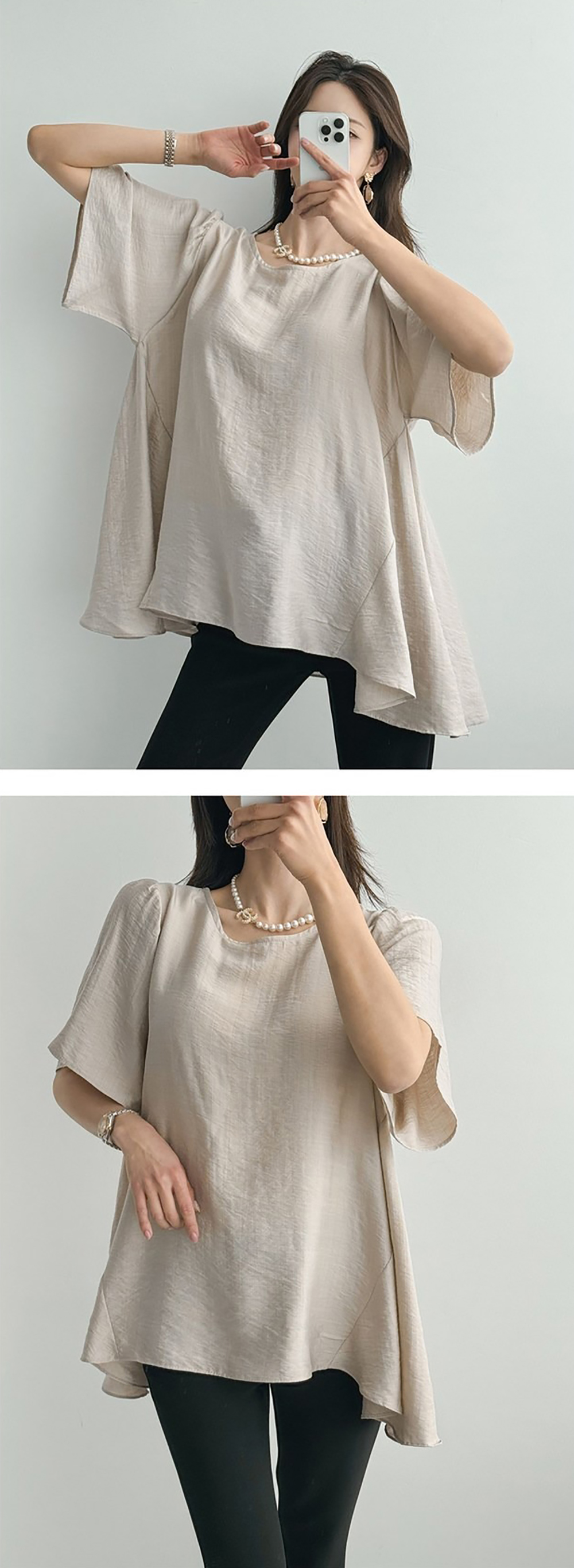 休閒純色寬鬆圓領上衣,KOREA,359626,休閒純色寬鬆圓領上衣,領500,999免運