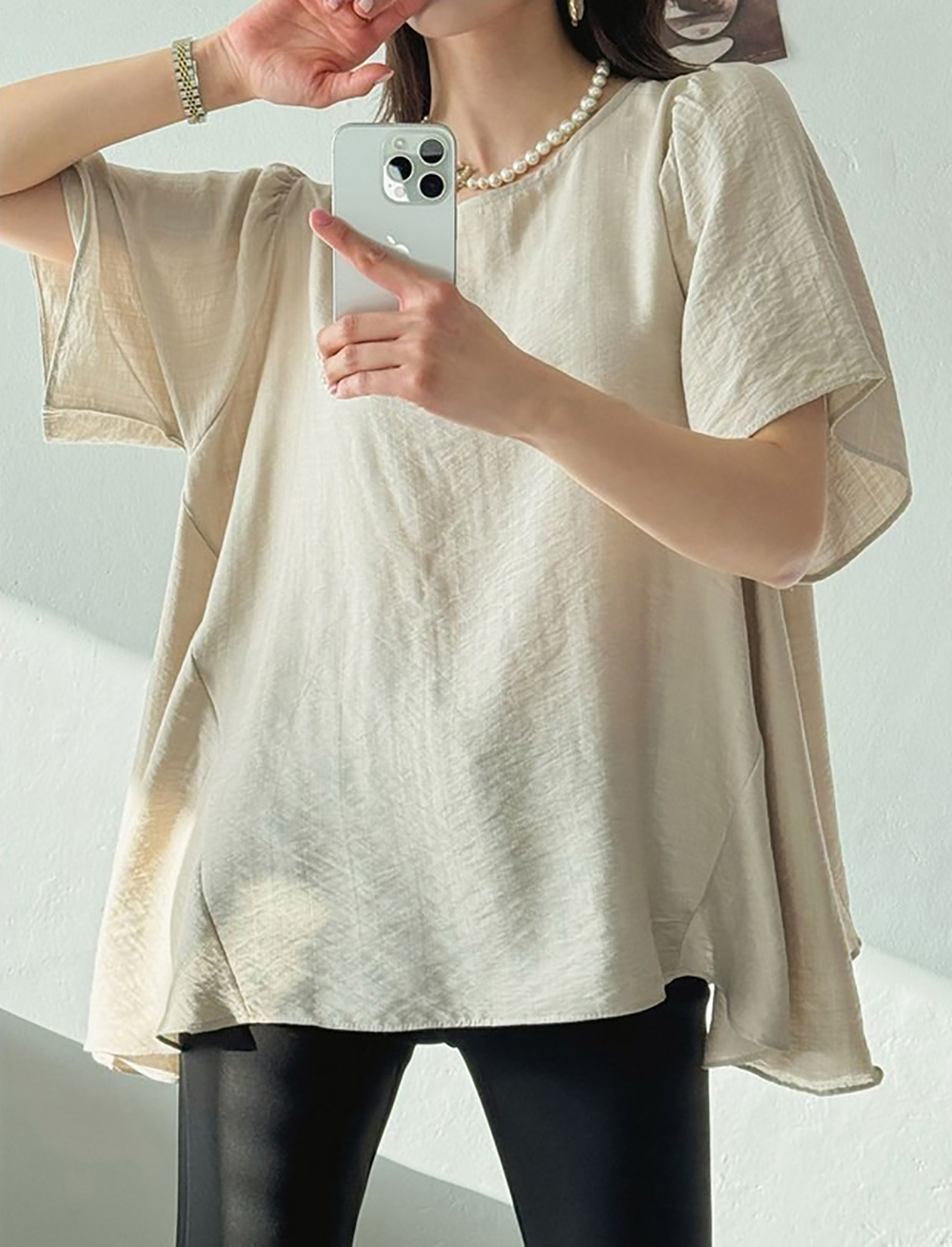 休閒純色寬鬆圓領上衣,KOREA,359626,休閒純色寬鬆圓領上衣,領500,999免運