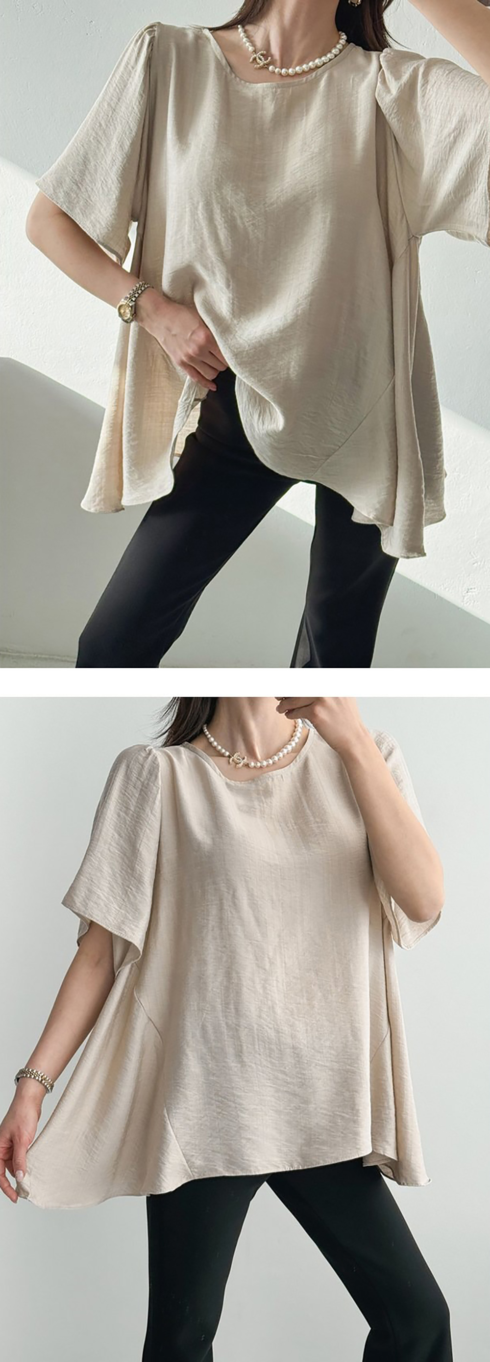 休閒純色寬鬆圓領上衣,KOREA,359626,休閒純色寬鬆圓領上衣,領500,999免運