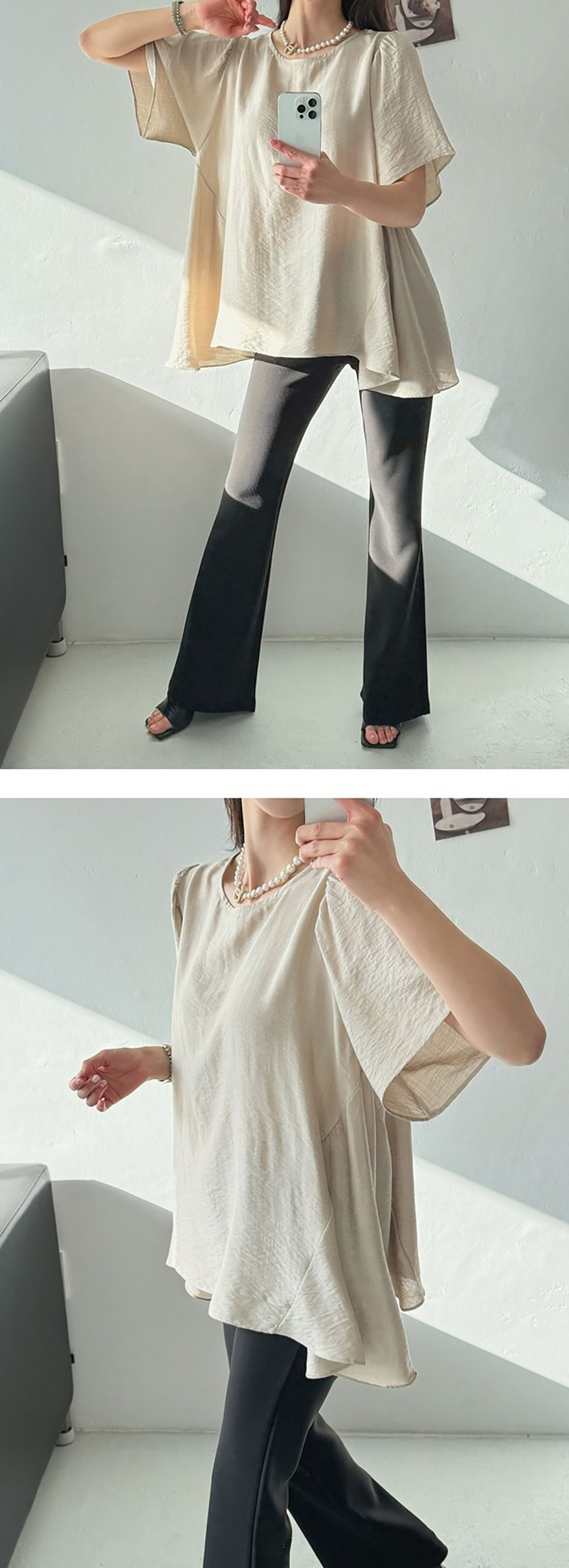 休閒純色寬鬆圓領上衣,KOREA,359626,休閒純色寬鬆圓領上衣,領500,999免運