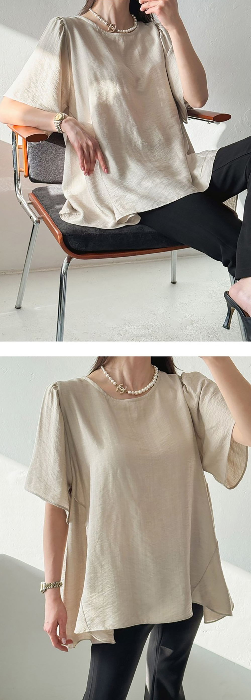 休閒純色寬鬆圓領上衣,KOREA,359626,休閒純色寬鬆圓領上衣,領500,999免運