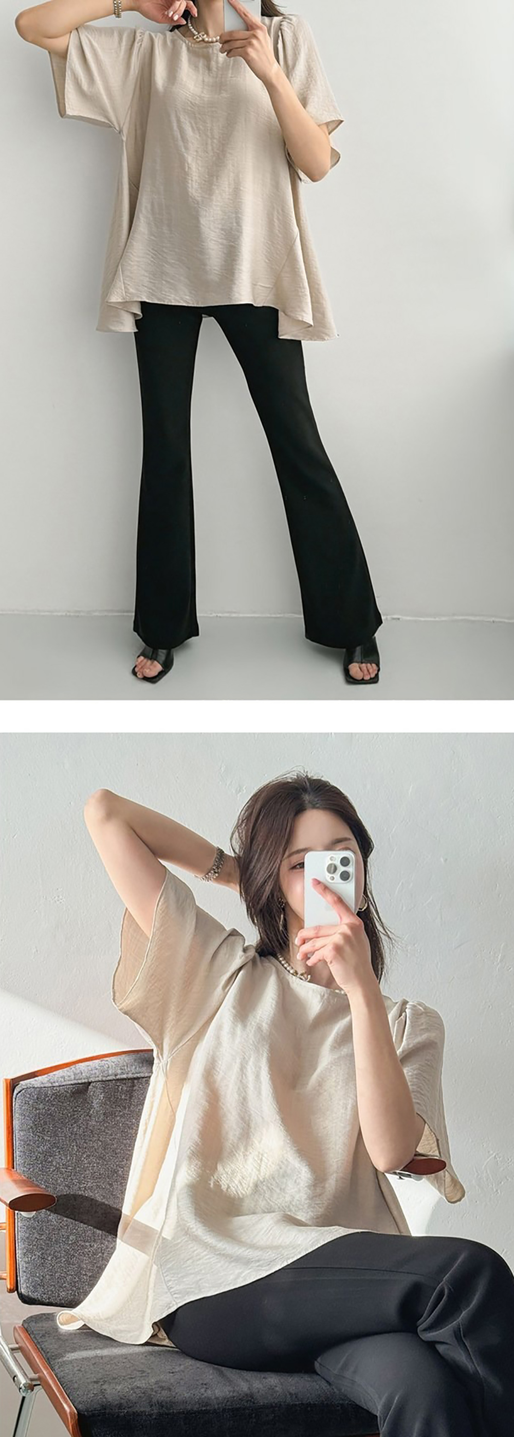 休閒純色寬鬆圓領上衣,KOREA,359626,休閒純色寬鬆圓領上衣,領500,999免運