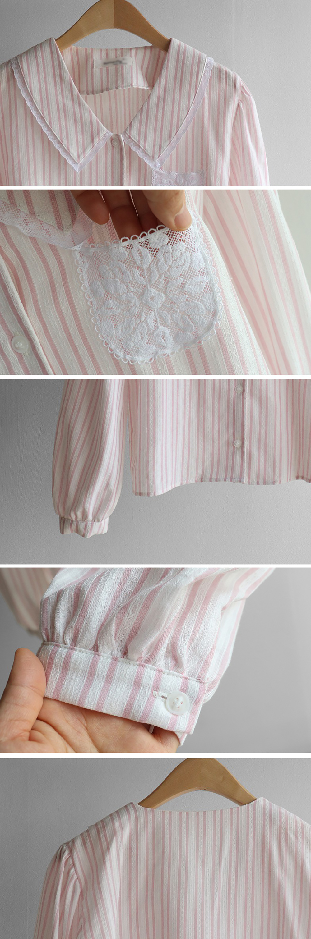 蕾絲花邊領泡泡袖襯衫,KOREA,360564,蕾絲花邊領泡泡袖襯衫,領500,999免運