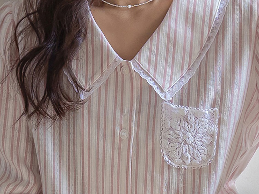 蕾絲花邊領泡泡袖襯衫,KOREA,360564,蕾絲花邊領泡泡袖襯衫,領500,999免運