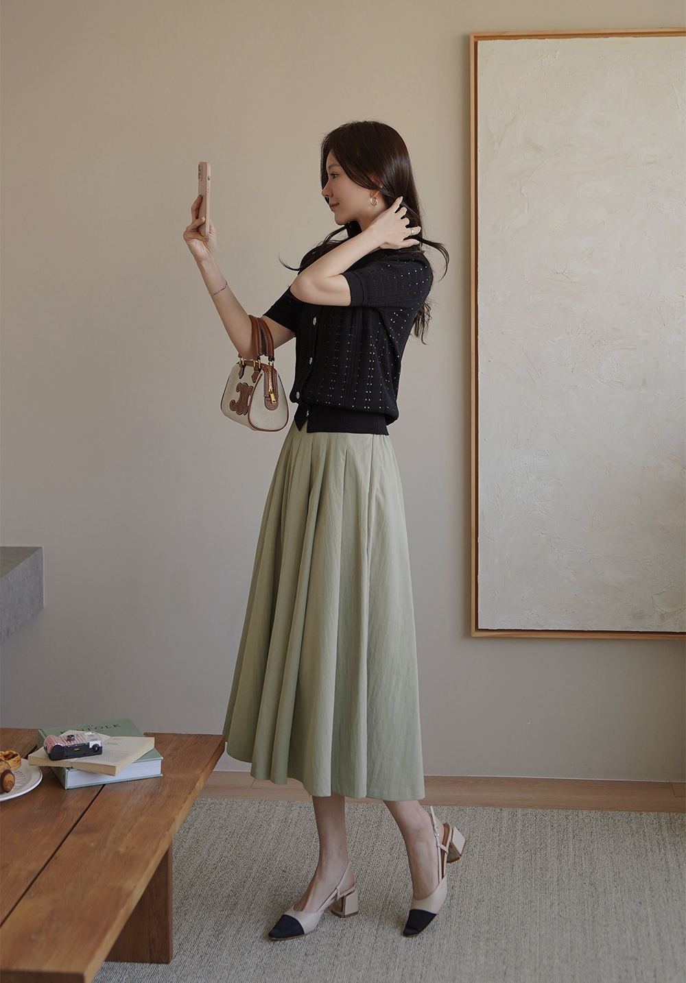 優雅銀釦壓紋針織上衣,KOREA,360633,優雅銀釦壓紋針織上衣,領500,999免運